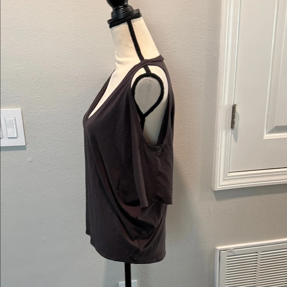 NWT CHASER Cold Shoulder Oversized Dolman Black V-Neck Women's Top Size S